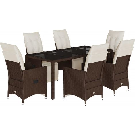Maison Exclusive - Set de mesa y sillas jardín 7 pzas con cojines (1/5)