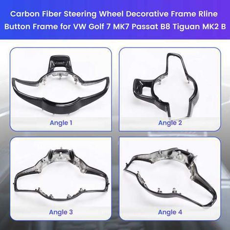 Wet carbon fiber steering wheel trim frame compatible with Volkswagen Golf 7 MK7, Passat B8 and Tiguan MK2 (1/5)