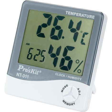 Termometro Misuratore della temperatura e dell'umidità con grande display dell'orologio interno Proskit NT-311