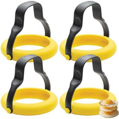 Silikon-Eierformen – 4er-Set antihaftbeschichtete Formen für Spiegeleier, Pfannkuchen, Omeletts und Frühstückssandwiches – hitzebeständig, wiederverwendbar und einfach in der Anwendung