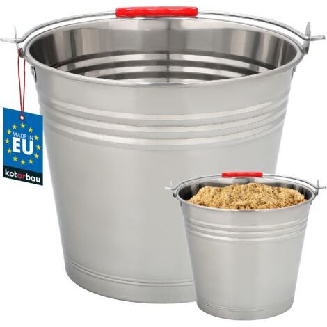 Seau à Cendre - Acier Inoxydable - 8 L - Argent - Seau de Maçon - pour Jardin - Cuisine - Chantier - Robuste et Résistant à la Corrosion-NANOTEH (1/5)