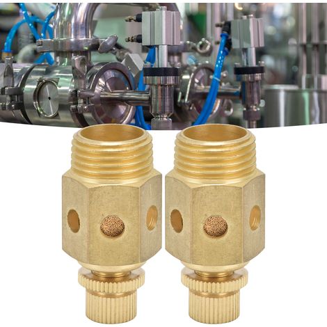 2 Pièces Silencieux Pneumatique Laiton Échappement d'Air Ajustable Type Étrangleur Silencieux 1/2 Pouce PSC‑04 (1/5)