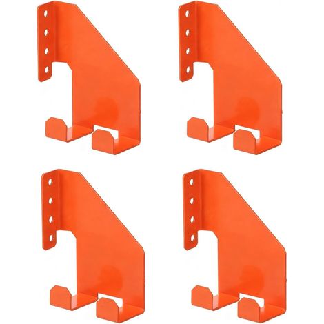 4PcsSupport mural robuste pour tronçonneuse avec crochets réglables et support en métal pour un rangement vertical ou horizontal sécurisé des tronçonneuses et outils de jardin sur béton