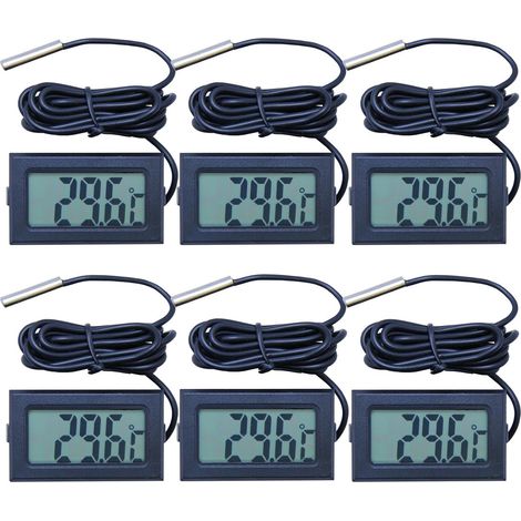 Thermomètre numérique LCD avec sonde externe pour réfrigérateur, congélateur, aquarium, maison, vivarium, jauge de température de l'eau (6) (1/2)