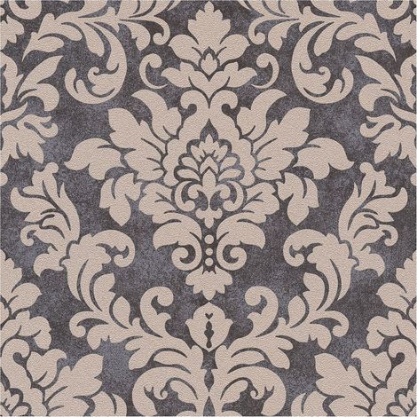 Baroque wallcovering wall Profhome 372704 non-woven wallpaper slightly textured baroque style glittering black silver beige 5.33 m2 (57 ft2) (1/5)