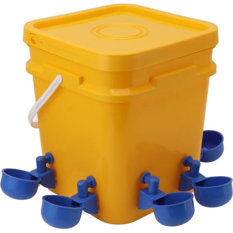 Abreuvoir Automatique pour Poulets avec Baril Portable 12L, Équipement d'Abreuvoir pour Volailles, Canards et Oies, Bol Bleu pour Oiseaux + Vis Noires (1/5)