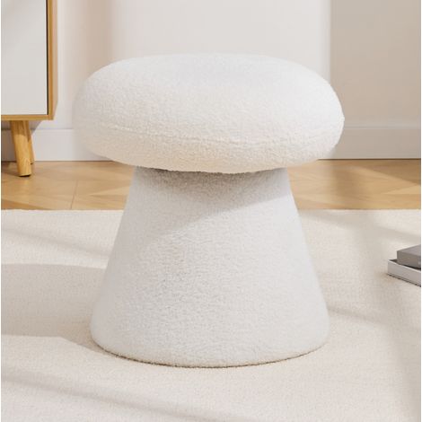 Pouf girevole a fungo in tessuto Teddy, 41 x 41 x 44 cm, bianco HAVRYA (1/3)