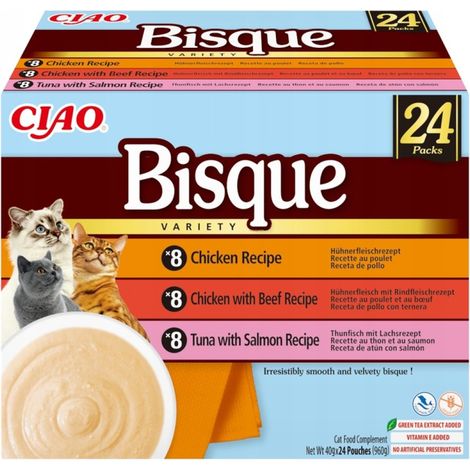 Inaba Ciao Bisque 24x40g sopa de gato pollo ternera pescado