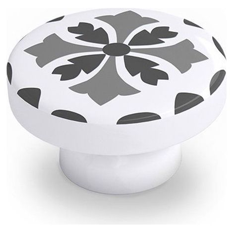 Blister con 4 pomelli tondi per mobili in legno finitura grigia mod.e243 ø38mm rei