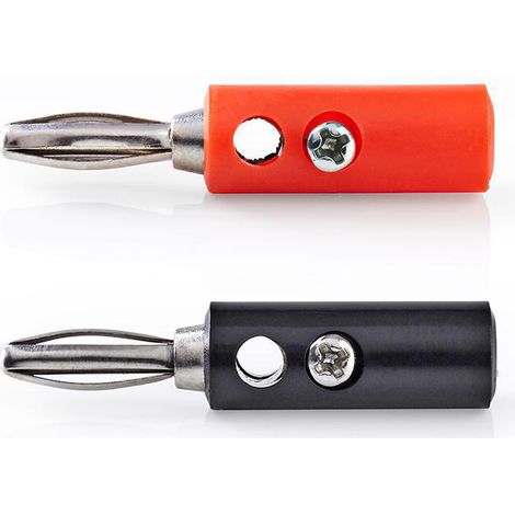 CAGB26900VA Nedis Lot de 4 Connecteurs Banane Noir/Rouge - Lot de 4 connecteurs banane mâle pour câbles HP jusqu'à 6 mm