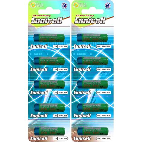 Lot de 10 Piles alcalines 27A, MN27, A27, v27ga, L828, GP27 A 12V, Haute capacité de Tension, Longue durée de Vie, idéales pour Divers appareils électroniques (télécommandes, alarmes (1/5)
