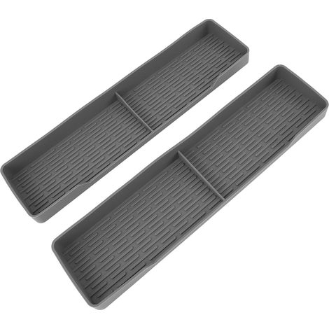 2 Grilles de Cuisinière Silicone Magnétique Anti-Fuite Anti-Dérapante, Étagère à Épices pour Four, Organisateur de Cuisine, Gris (1/5)