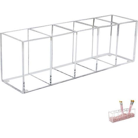 Multifunktionaler Stiftehalter, Make-up-Pinselhalter, Aufbewahrungsschrank für Bürobedarf – 25 x 8 x 6,5 cm – Transparent (1/4)