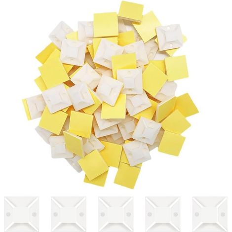100 Pièces Supports Base Attache-Câbles Auto-Adhésifs Bases Serre-Câbles Surface de Colle, Utilisé pour Lier et Fixer les Attaches de Câbles et les Fils (1/5)