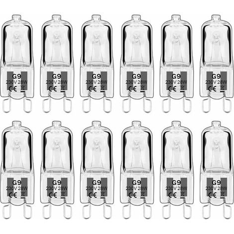 12 pièces G9 Lampes halogènes , ampoules G9 230V 28W 480lm, 2800K blanc chaud, ampoules à capsule dimmable, sans scintillement [Classe énergétique G] (1/5)
