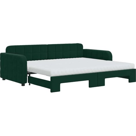 Maison Exclusive - Divano Letto Estraibile Materassi Verde Scuro 90x200 Velluto