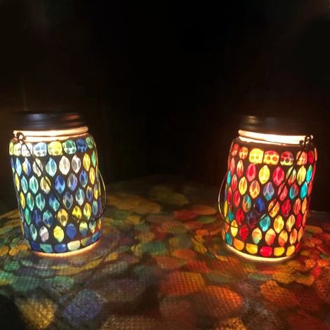 Lanterne solaire mosaïque étanche IP44, verre mosaïque incrusté résistant à la décoloration (1/5)