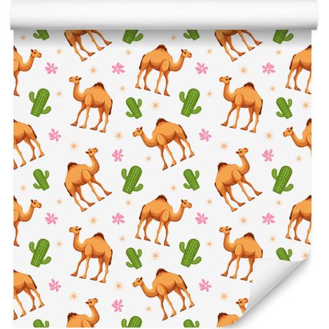Papier peint Camel blanc et crème pour salon et chambre 50x1000 cm (1/5)