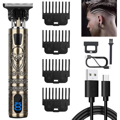 Men's Hair Clipper Beard and Hair Clipper - Hair Trimmer IPX7, T-Blade Zero Gap, 4 Combs (0.3-4mm), USB Rechargeable for Precise Cutting (1/5)