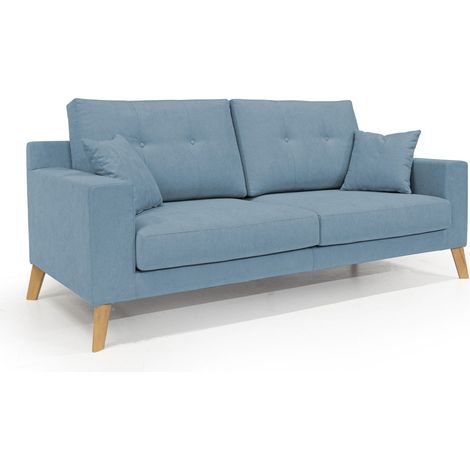 Danish modernes Sofa aus weichem, wasserfestem Stoff T02 146 cm baby blau