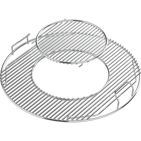 54.6CM Grilles de Remplacement à Charnière pour Grilles à Charbon Weber 57CM, système Gourmet, grilles de Cuisson Chromées pour Weber 8835, One-Touch, Performer, Bar-B-Kettle et Master-Touch.