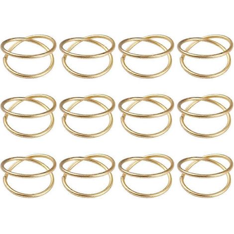12 Stück spiralförmige Serviettenringe aus Metall für Hochzeiten, Empfänge, Dinnerpartys und Bankette-4.6x4.6cm-Golden (1/3)