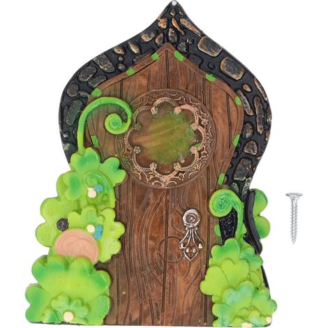 Porte féerique en résine Miniature, revêtements écologiques peints à la main avec vis, maison pour mur de clôture d'arbre 007 (1/5)