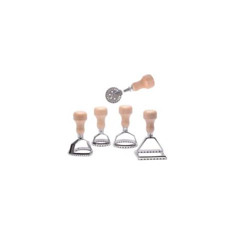 Taglia ravioli, taglia ravioli in legno con manico e utensili per arrotolare i bordi della pasta - Set da 5 - Crezuo (1/4)
