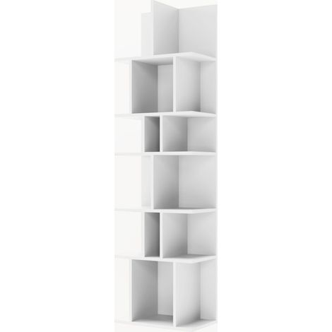 Selsey Bemmi – Wand- und Standregal mit asymmetrischen Fächern, Weiß, 180 × 50 cm