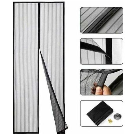 Cortina magnética avanzada antiinsectos para puertas de balcón, ventanas francesas, kit de instalación completo de 210 x 100 cm, mosquiteras para puertas de sótano, fácil montaje con pegamento (1/3)