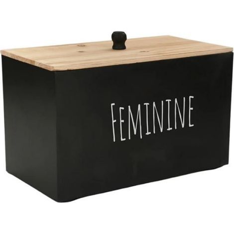 Organiseur Tampons - Bois Noir - Double Compartiment avec Couvercle - Rangement Privé Salle de Bain - 1 Pièce (1/4)