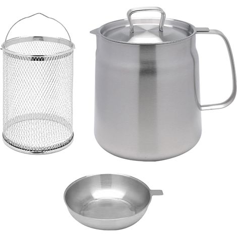 Pot de Filtre à Huile en Bidon Graisse Avec Couvercle Anti-poussière et Mailles Fines Passoire Graissee Multifonct 2L Acier Inoxydable (1/5)