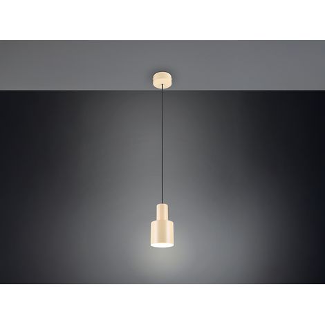 Kleine LED Pendelleuchte mit Metall Lampenschirm Beige, Ø 12cm (1/5)