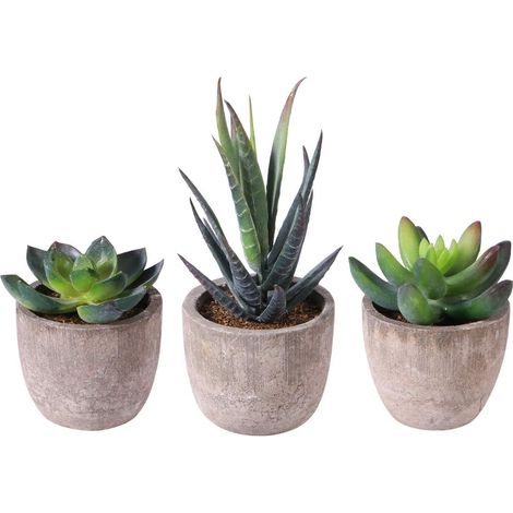 Plante Succulente Artificielle - Pot En Plastique ABS - Décoration Intérieure Bureau Maison Balcon - Lot De 3 (1/5)