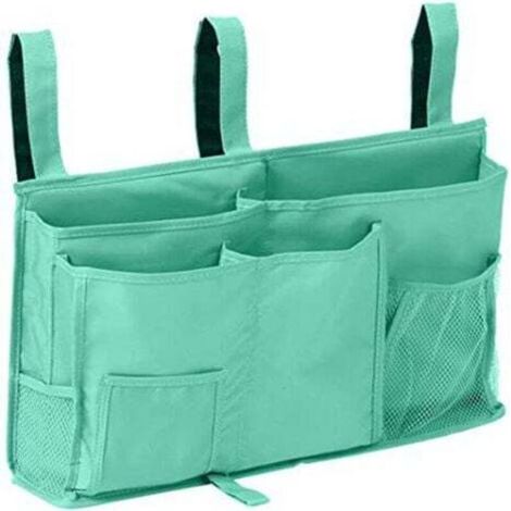 Bunk Bed Storage Bag (Light Green), Hanging Bed Storage Bag, 8 Pockets, for Student Room Bed, Hospital Bed, Baby Bed Rails, 600D Oxford Cloth
