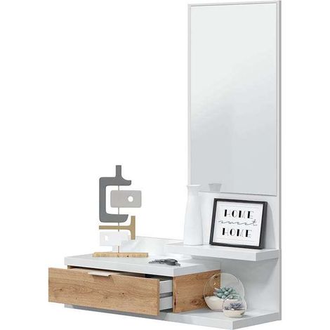 Mueble Recibidor Loira acabado blanco artik y roble nordish 1,16 cm (alto) x 0,81cm (ancho) x 0,29 ( fondo) (1/3)