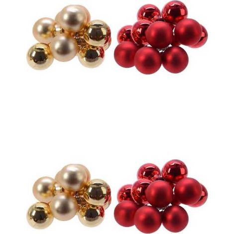 OFFERTA 4 GHIRLANDINE ASSORTITE CON PALLINE ATTACCATE ROSSE / ORO DIAM.2CM