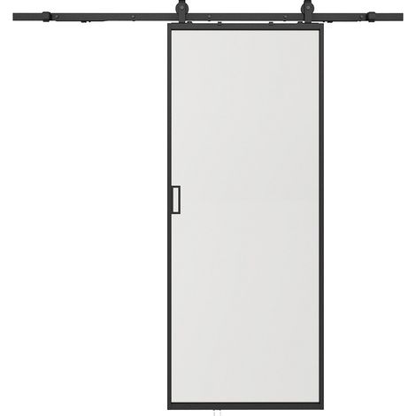 Porta scorrevole esterno muro H205 x L63 cm Alluminio e Vetro temperato smerigliato - LINCI II