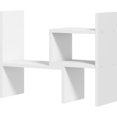 Étagère de bureau modulable, organisateur de bureau multifonctionnel, 2 pièces, MDF, blanc (1/5)