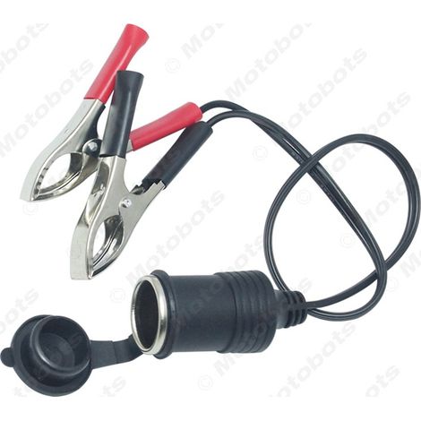 Câble allume-cigare haute intensité de 30 cm avec fusible et pince pour batterie de voiture (prise allume-cigare). (1/4)