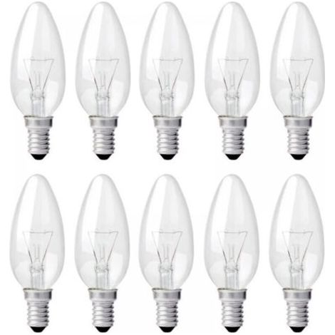 Ampoule Incandescence Bougie E14 40W 230V, Ampoule Flamme E14, Dimmable Blanc Chaud 2700K, 400LM, C35 Ampoule Transparent, Pour Lustre, Lampe de Bureau, Pack de 10 (1/5)
