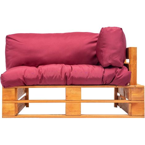 Maison Exclusive - Garten-Palettensofa mit Roten Kissen Kiefernho (1/5)