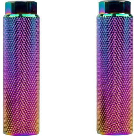 Paire de piges BMX arc-en-ciel, accessoires vélo pour tricks, repose-pieds MTB, barres latérales pour bicyclettes, kit de 2, couleur irisé (1/3)