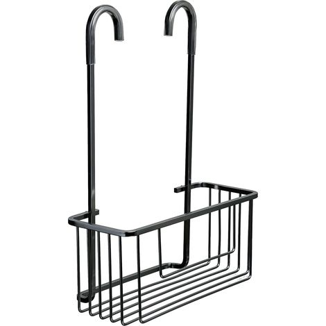 1 - Porte-Douche Suspendu - Panier De Douche - Aluminium Anticorrosion - Drainage Rapide Supporte 8 Kg - Salle De Bain Noir 28x12,8x38,5 Cm