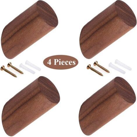 4 Pièces Patères En Bois Naturel, Crochets à Chapeau En Bois, Patère Bois de Noyer Massif Moderne à La Main Patère Murale (1/4)