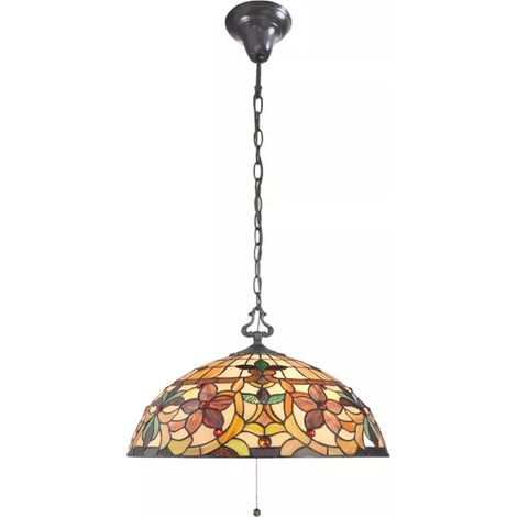 Elstead Kami - Lampada da soffitto Tiffany a 3 luci vintage bronzo, attacco E27 (1/5)