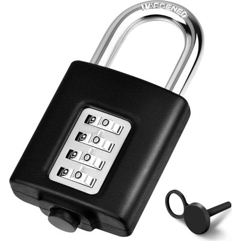 Locker Cadenas à combinaison 4 positions extérieur réarmable petit cadenas à combinaison (noir)