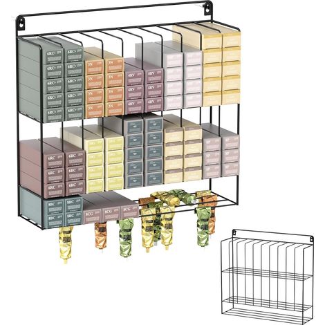 Étagère de rangement murale en métal avec espace de suspension pour coloration, pour salon de beauté, maison (noir) (1/5)