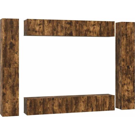 Maison Exclusive - 10-tlg. TV-Schrank-Set Räuchereiche Holzwerkst (1/5)