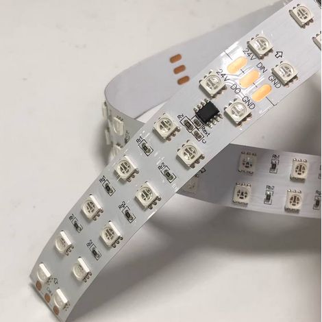 Bande LED flexible RGB double rangée 120 LED UCS2903 24 V 20 mm, carte nue couleur